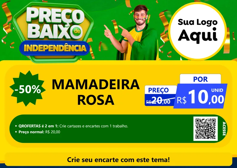 Modelo de Cartaz para Cartaz A4 Horizontal com o tema Preço Baixo de Independência para Bebês