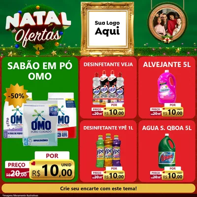Modelo de Rede Social para Feed Facebook com o tema Natal de Ofertas para Produtos de Limpeza