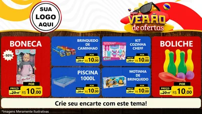 Modelo de TV para TV Horizontal com o tema Super Verão de Ofertas para Brinquedos