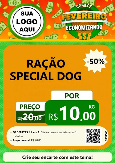 Modelo de Cartaz para Cartaz A4 Vertical com o tema Comece Fevereiro Economizando para Pet Shop
