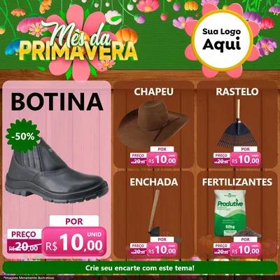 Modelo de Rede Social para Feed Facebook com o tema Mês da Primavera para Agropecuária