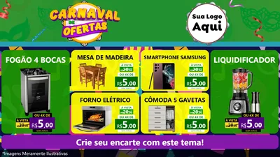 Modelo de TV para TV Horizontal com o tema Carnaval de Ofertas para Móveis e Eletro