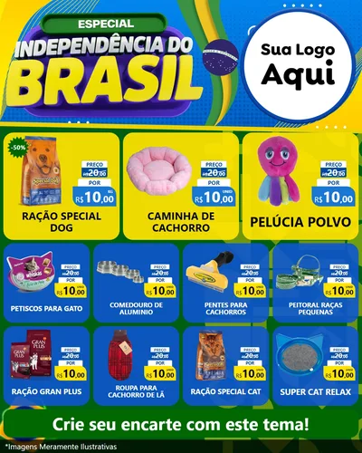Modelo de Rede Social para Feed Instagram com o tema Especial Independência do Brasil para Pet Shop