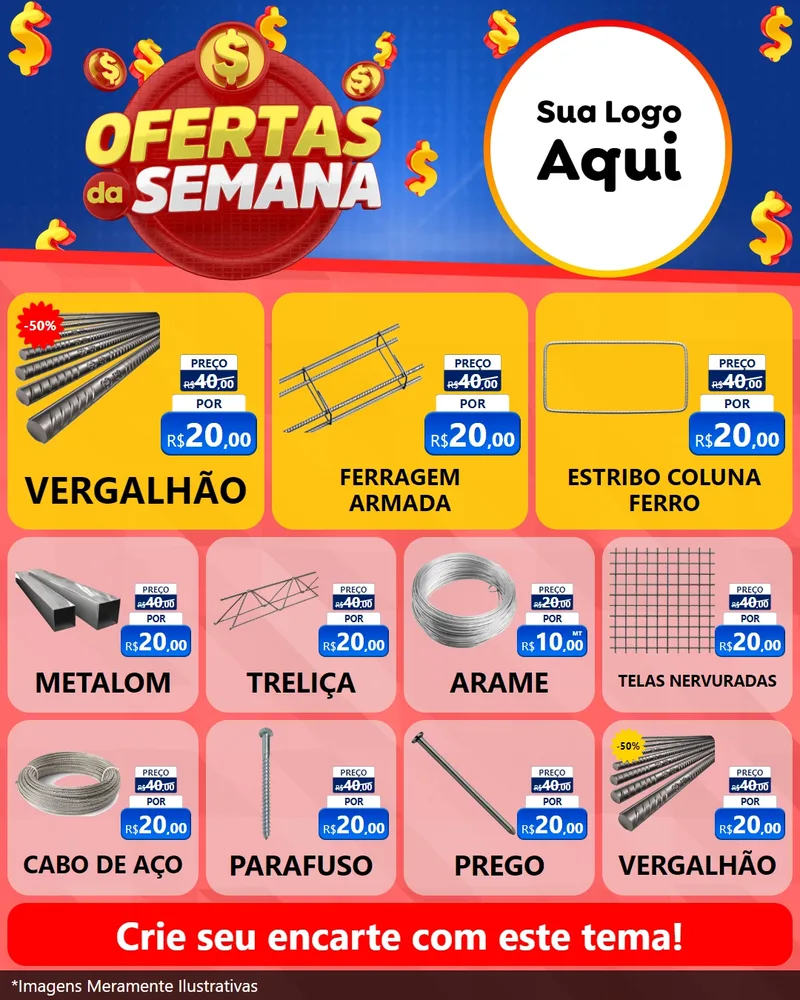 Modelo de Rede Social para Feed Instagram com o tema Ofertas Da Semana para Ferragens