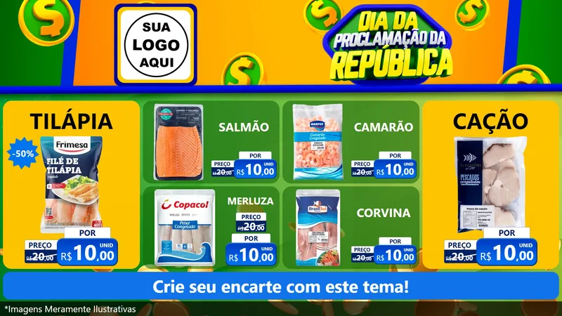Modelo de TV para TV Horizontal com o tema Dia Da Proclamação da República para Peixaria