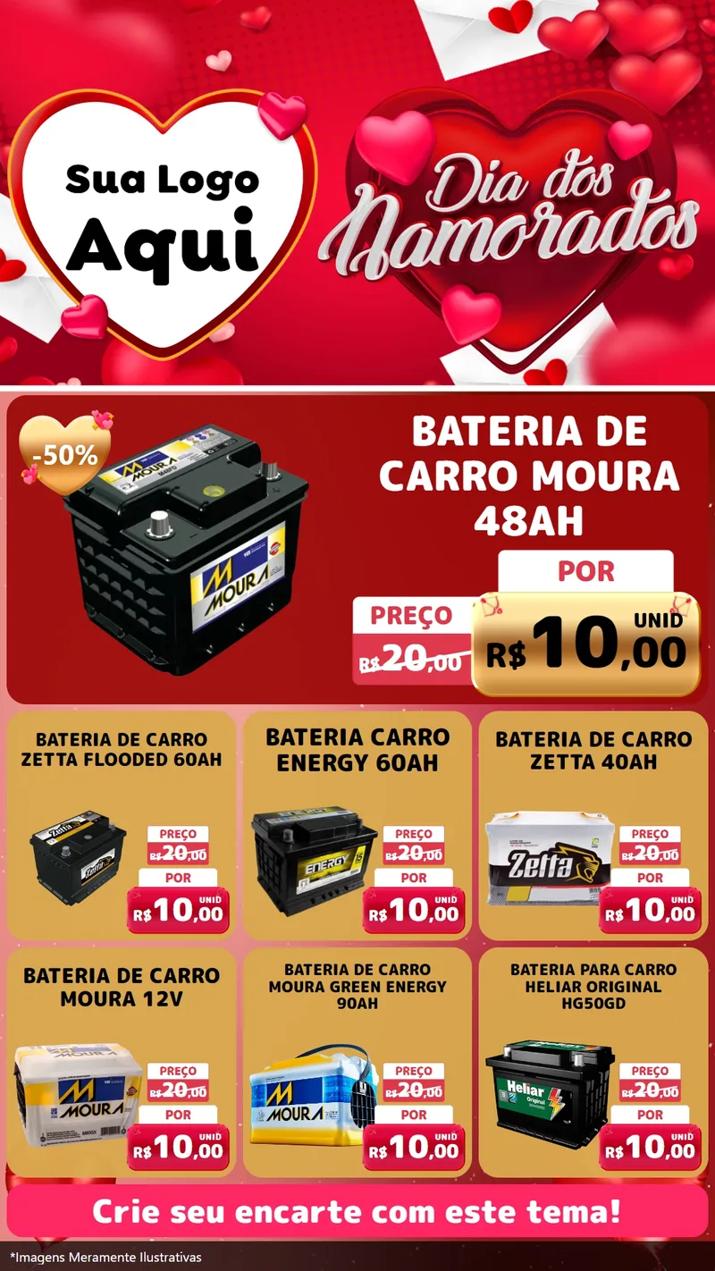 Modelo de Rede Social para Stories com o tema Dia Dos Namorados para Baterias Elétricas