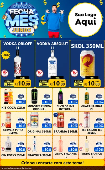 Modelo de Encarte para Encarte Grande com o tema Operação Fecha Mês, Junho para Distribuidora de bebidas