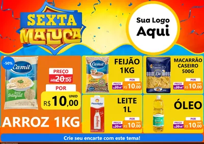 Modelo de Encarte para Encarte A4 Horizontal com o tema Sexta Maluca para Supermercado