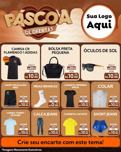 Modelo de Rede Social para Feed Instagram com o tema Páscoa de Ofertas para Roupas e acessórios
