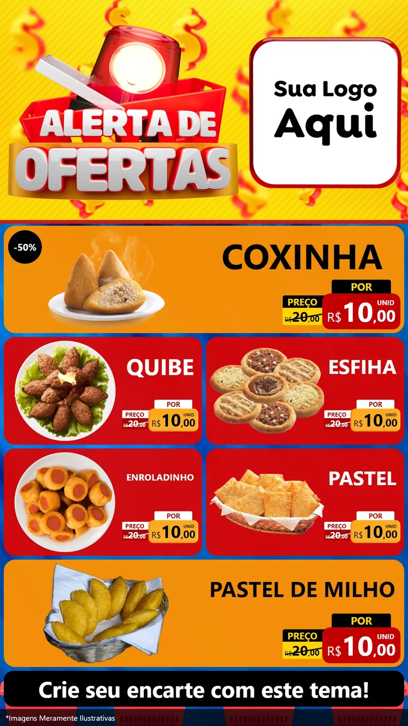 Modelo de TV para TV Vertical com o tema Alerta de Ofertas para Salgadaria