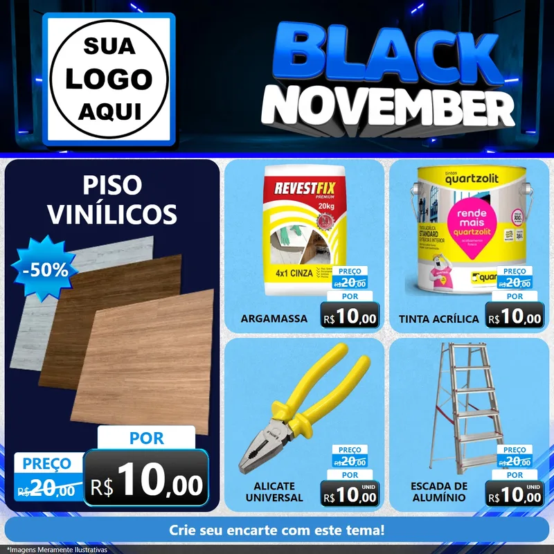 Modelo de Rede Social para Feed Facebook com o tema Black November para Material para Construção