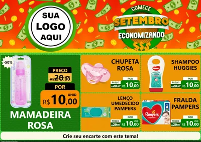 Modelo de Encarte para Encarte A4 Horizontal com o tema Comece Setembro Economizando para Bebês