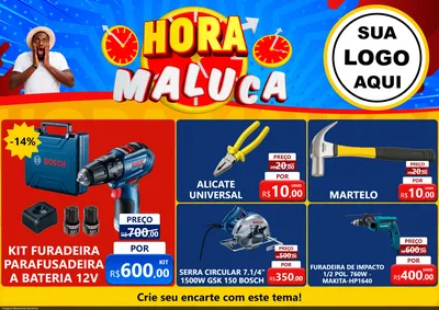 Modelo de Encarte para Encarte A4 Horizontal com o tema Hora Maluca para Maquinas e Ferramentas