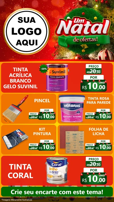 Modelo de TV para TV Vertical com o tema Um Natal de Ofertas para Tintas e Ferramentas
