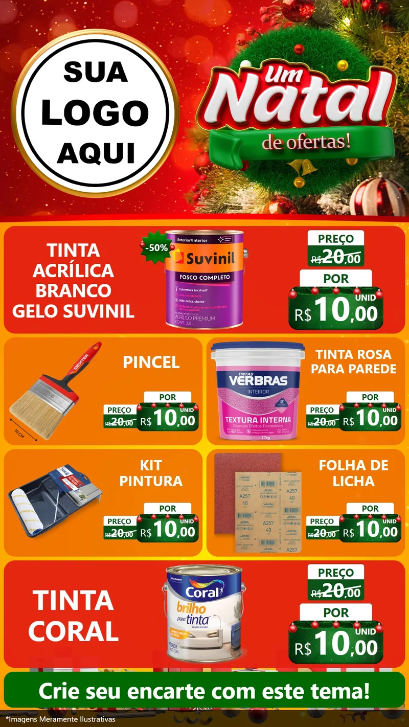 Modelo de TV para TV Vertical com o tema Um Natal de Ofertas para Tintas e Ferramentas