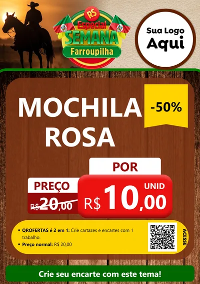Modelo de Cartaz para Cartaz A4 Vertical com o tema Especial Semana Farroupilha para Papelaria