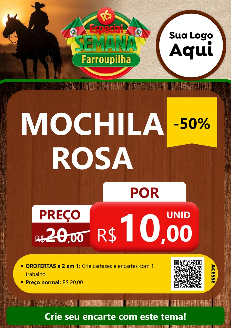 Modelo de Cartaz para Cartaz A4 Vertical com o tema Especial Semana Farroupilha para Papelaria