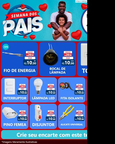 Modelo de Rede Social para Feed Instagram com o tema Semana Dos Pais para Materiais Elétricos