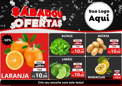 Modelo de Encarte para Encarte A4 Horizontal com o tema Sabadou de Ofertas para Hortifrúti