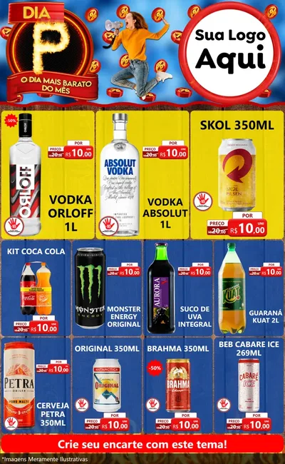 Modelo de Encarte para Encarte Grande com o tema Dia P - O Dia Mais Barato Do Mês para Distribuidora de bebidas