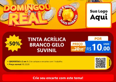 Modelo de Cartaz para Cartaz A4 Horizontal com o tema Domingou do Real para Tintas e Ferramentas