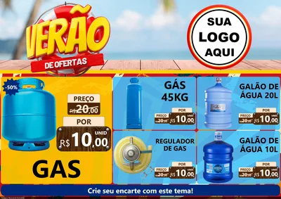 Modelo de Encarte para Encarte A4 Horizontal com o tema Verão de Ofertas para Água e gás