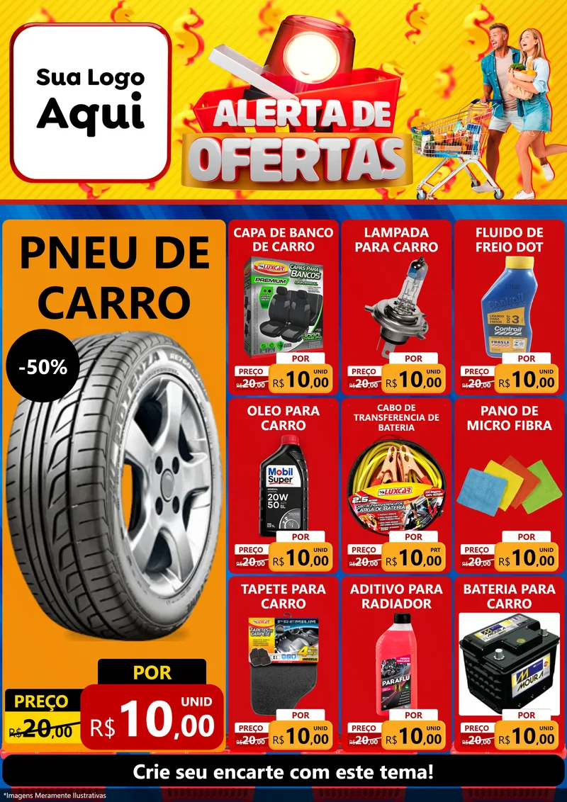Modelo de Encarte para Encarte A4 Vertical com o tema Alerta de Ofertas para Auto peças