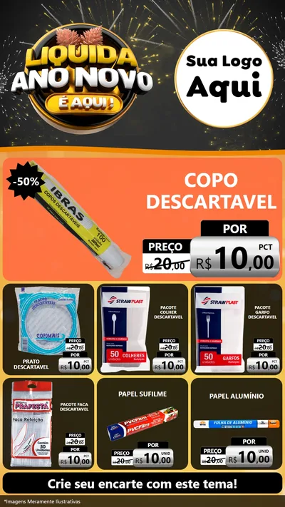 Modelo de Rede Social para Stories com o tema Liquida Ano Novo É Aqui! para Embalagens