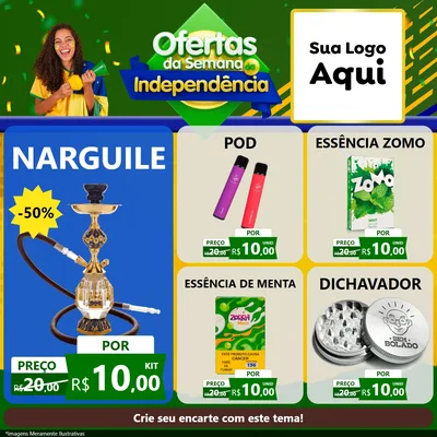 Modelo de Rede Social para Feed Facebook com o tema Ofertas da Semana da Independência para Tabacaria