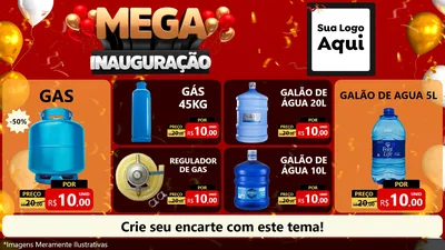 Modelo de TV para TV Horizontal com o tema Mega Inauguração para Água e gás