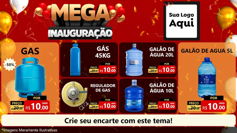 Modelo de TV para TV Horizontal com o tema Mega Inauguração para Água e gás