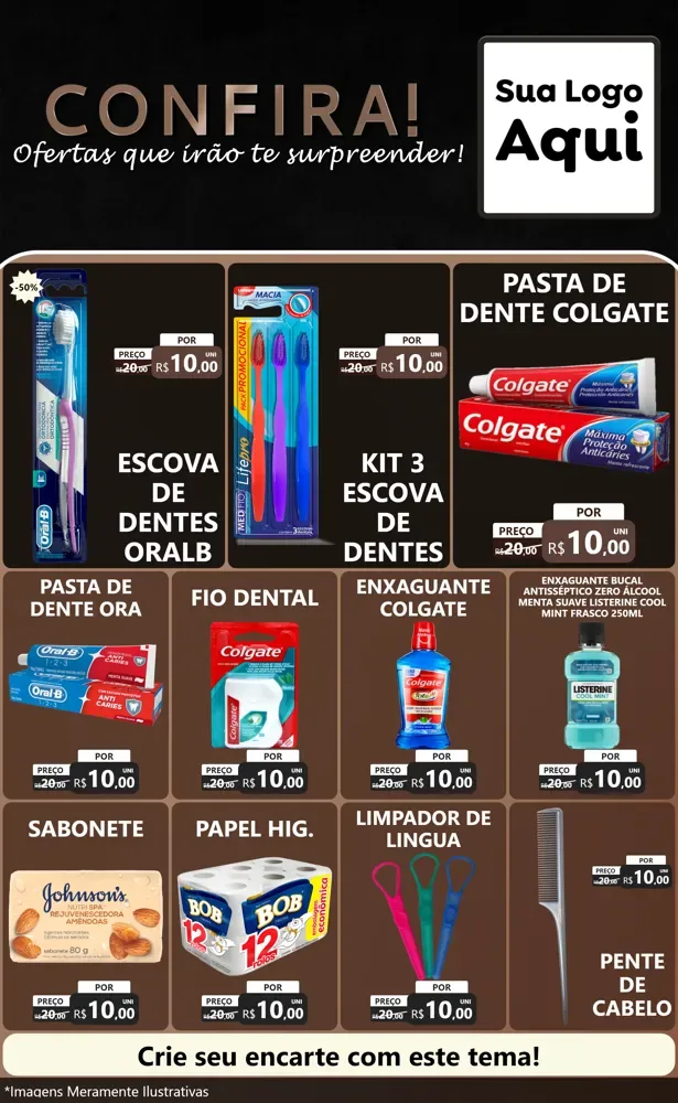 Modelo de Encarte para Encarte Grande com o tema Confira! Ofertas que irão te surpreender! para Higiene Pessoal