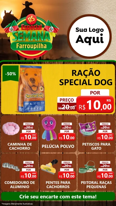 Modelo de Rede Social para Stories com o tema Especial Semana Farroupilha para Pet Shop