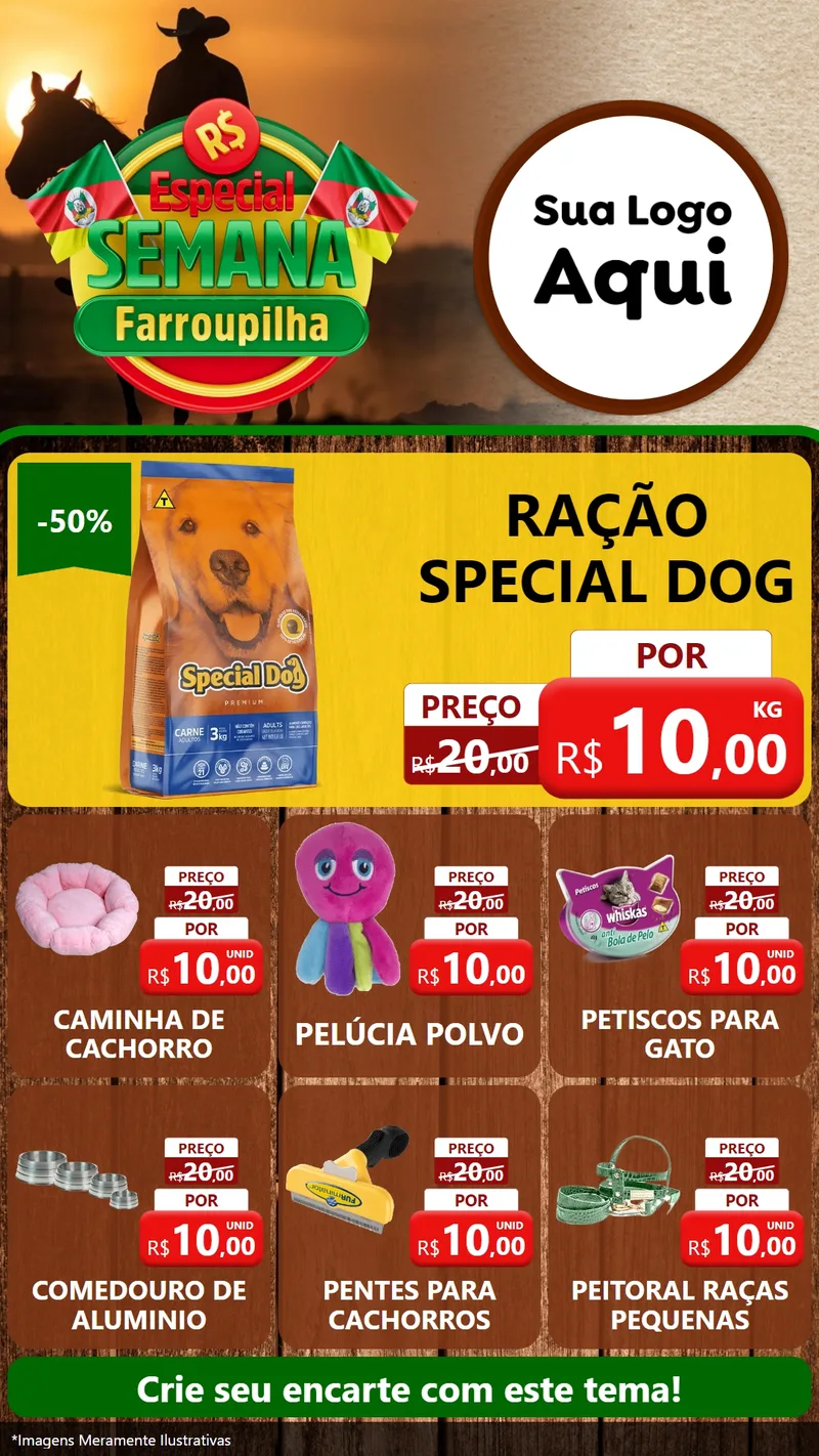 Modelo de Rede Social para Stories com o tema Especial Semana Farroupilha para Pet Shop