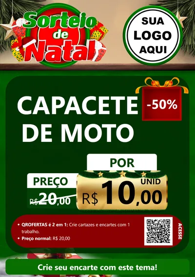 Modelo de Cartaz para Cartaz A4 Vertical com o tema Sorteio de Natal para Moto peças