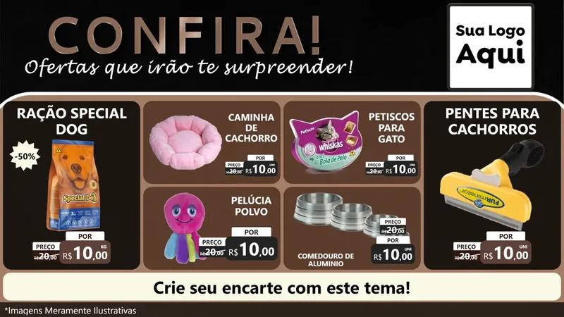 Modelo de TV para TV Horizontal com o tema Confira! Ofertas que irão te surpreender! para Pet Shop
