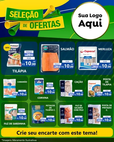 Modelo de Rede Social para Feed Instagram com o tema Seleção de Ofertas - Copa para Peixaria