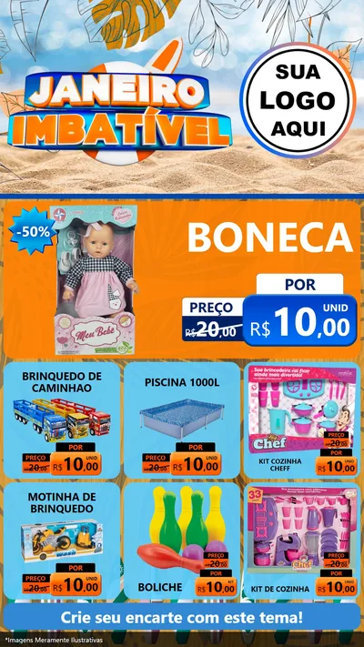 Modelo de Rede Social para Stories com o tema Janeiro Imbatível para Brinquedos