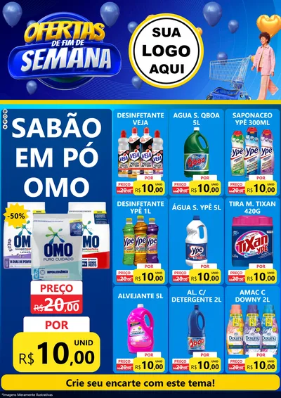 Modelo de Encarte para Encarte A4 Vertical com o tema Ofertas de Fim de Semana para Produtos de Limpeza