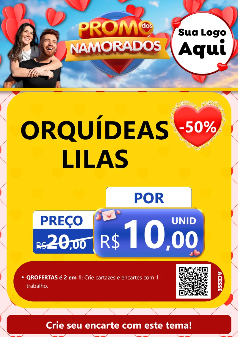 Modelo de Cartaz para Cartaz A4 Vertical com o tema Promo dos Namorados para Floricultura e jardim