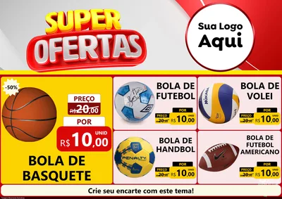 Modelo de Encarte para Encarte A4 Horizontal com o tema Super Ofertas para Artigos Esportivos