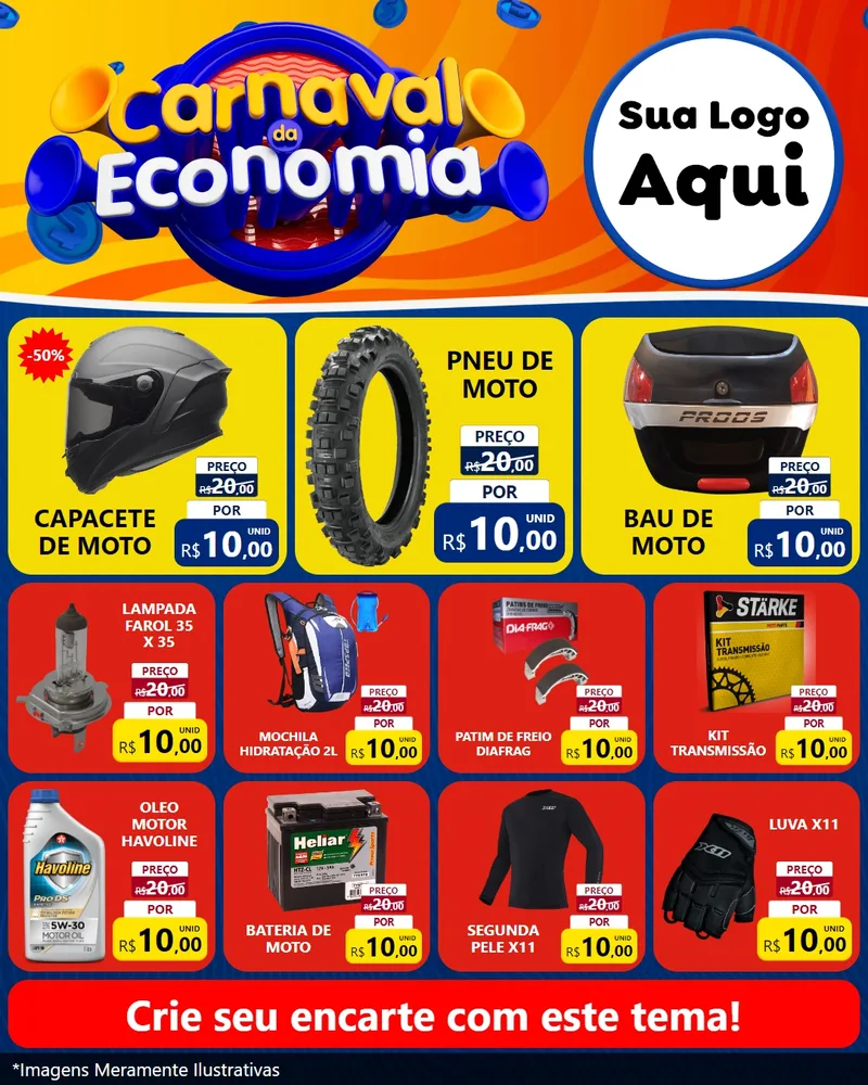 Modelo de Rede Social para Feed Instagram com o tema Carnaval da Economia para Moto peças