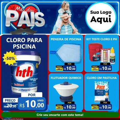 Modelo de Rede Social para Feed Facebook com o tema Mês Dos Pais para Produtos para Piscina