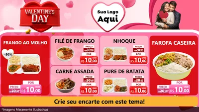 Modelo de TV para TV Horizontal com o tema Valentine's Day para Restaurante