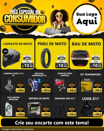 Modelo de Rede Social para Feed Instagram com o tema Mês Especial do Consumidor para Moto peças