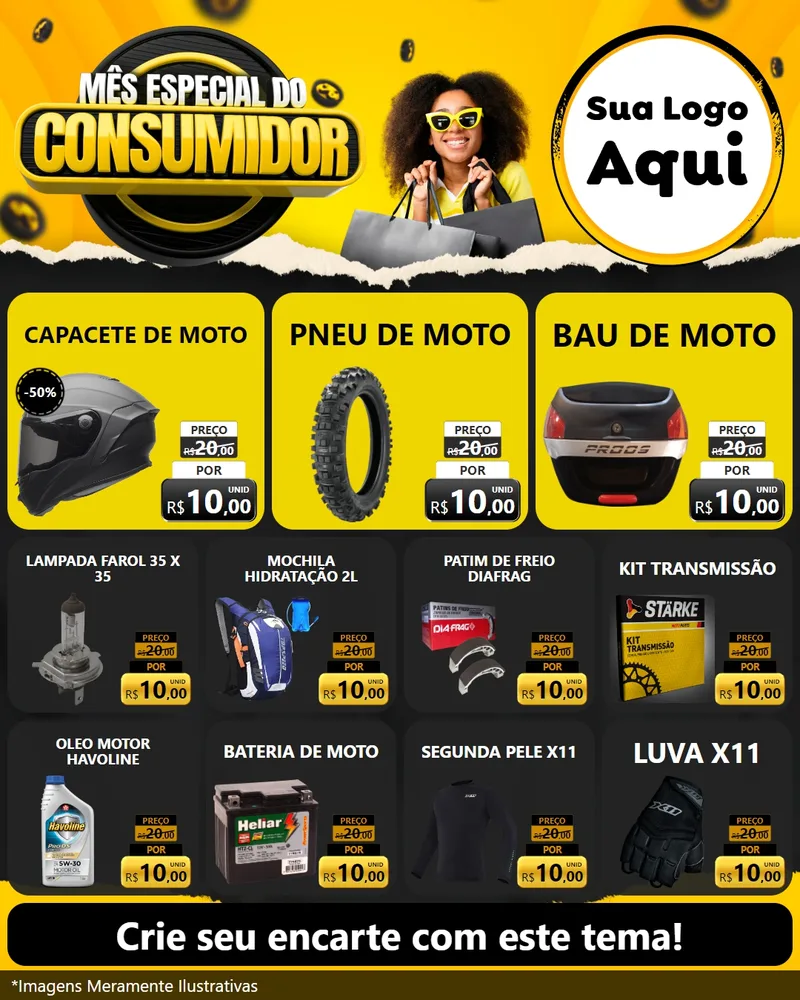 Modelo de Rede Social para Feed Instagram com o tema Mês Especial do Consumidor para Moto peças