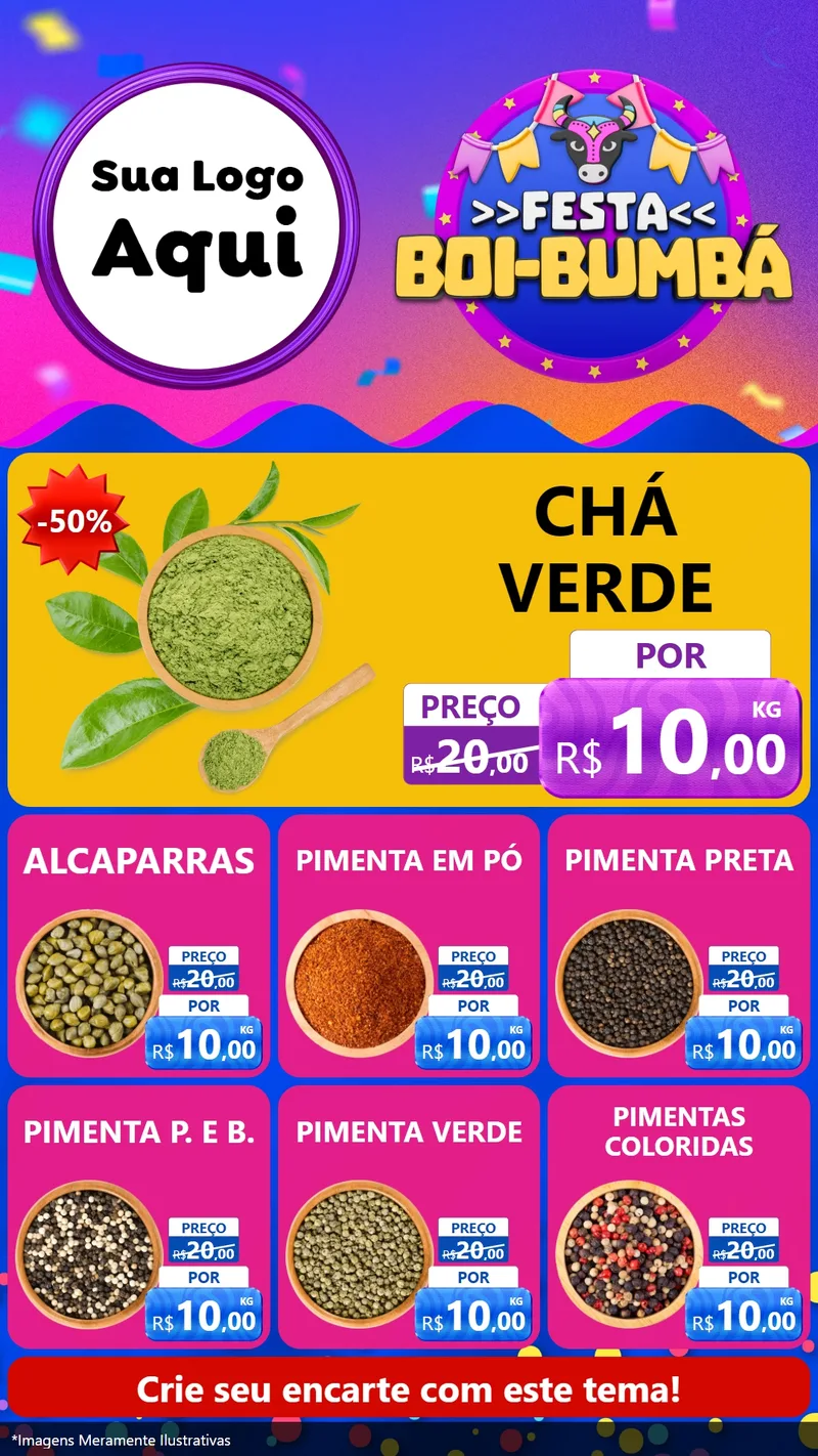 Modelo de Rede Social para Stories com o tema Festa Boi-Bumbá para Produtos Naturais