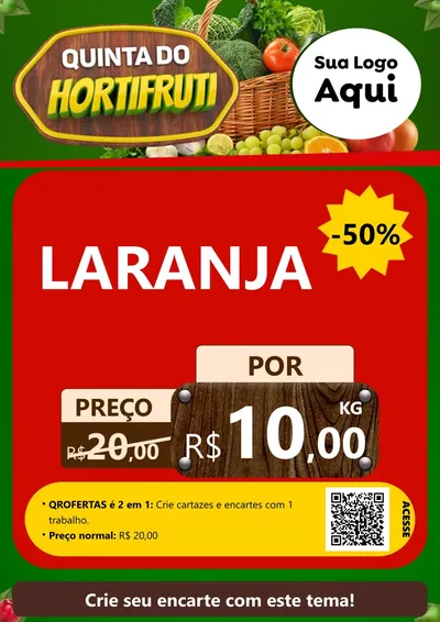 Modelo de Cartaz para Cartaz A4 Vertical com o tema Quinta do Hortifrúti para Hortifrúti