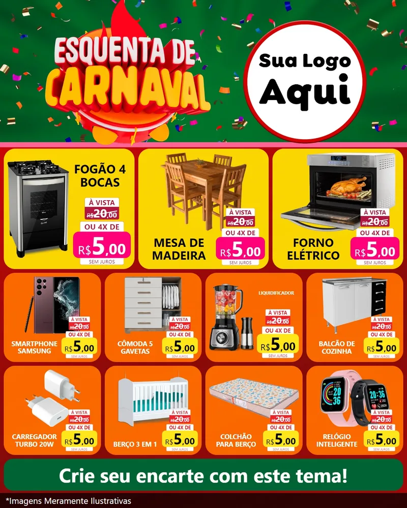 Modelo de Rede Social para Feed Instagram com o tema Esquenta de Carnaval para Móveis e Eletro