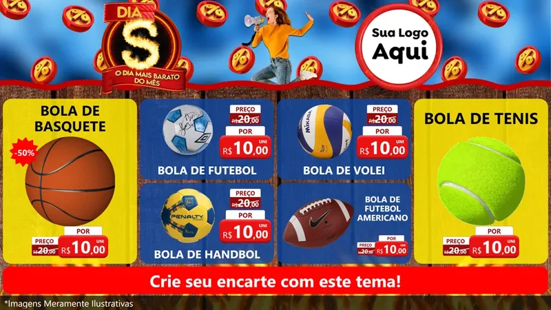 Modelo de TV para TV Horizontal com o tema Dia S - O Dia Mais Barato Do Mês para Artigos Esportivos